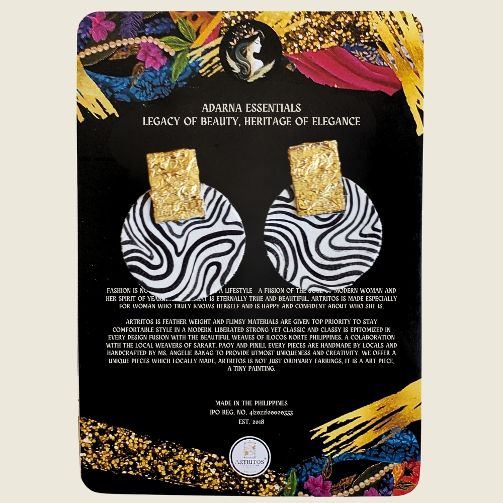 Hand-Painted Zebra Swirl Drop Earrings by Artritos x Adarna Essentials - Image 2