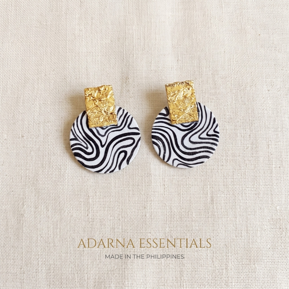 Hand-Painted Zebra Swirl Drop Earrings by Artritos x Adarna Essentials