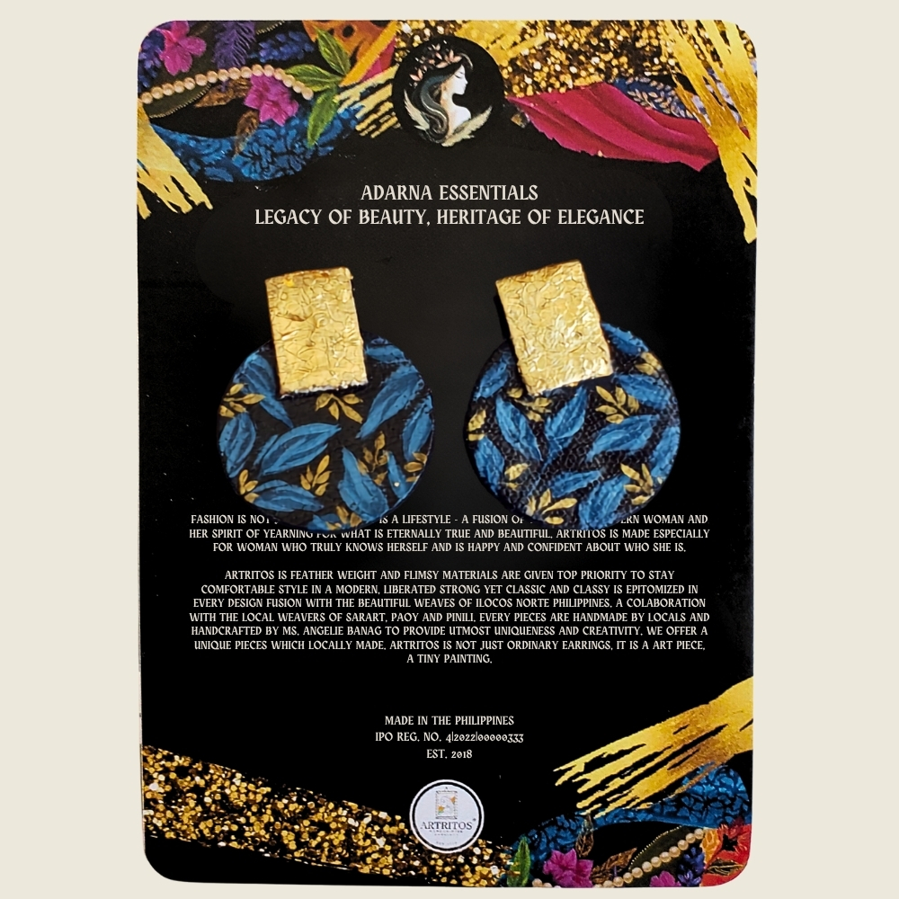 Hand-Painted Navy Leaf Drop Earrings by Artritos x Adarna Essentials - Image 2