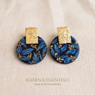 Hand-Painted Navy Leaf Drop Earrings by Artritos x Adarna Essentials