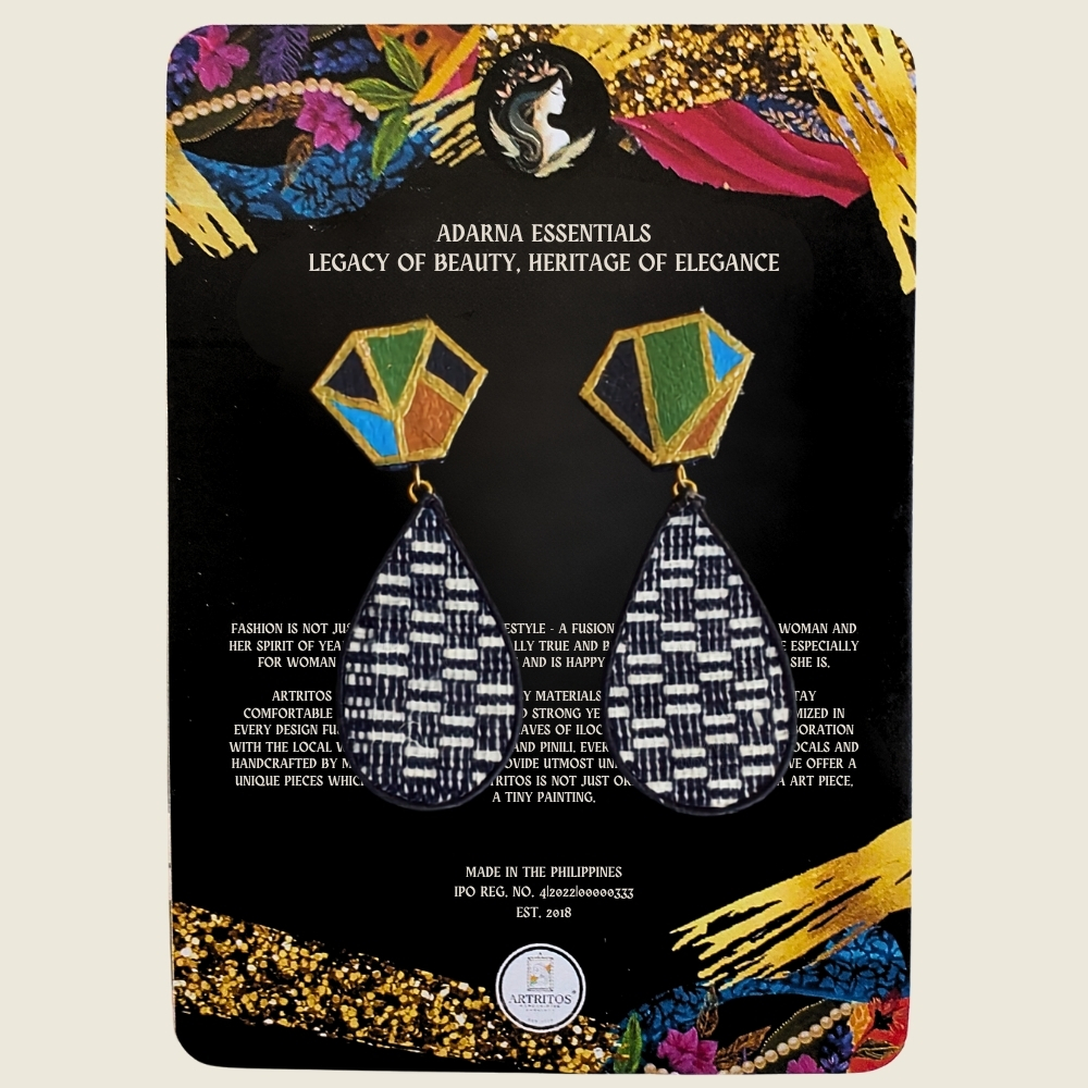 Hand-Painted Geometric Stud & Inabel Teardrop Earrings by Artritos x Adarna Essentials - Image 2