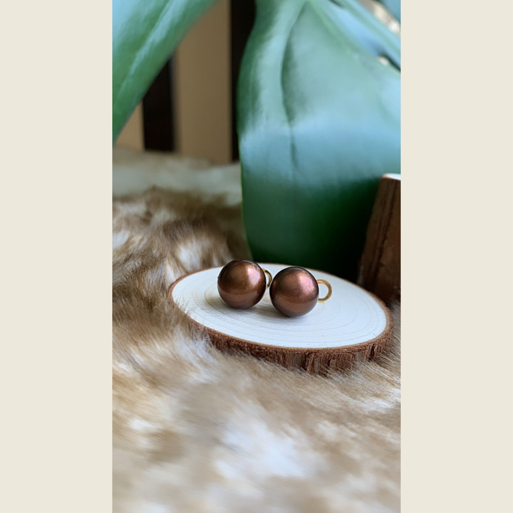Chocolate South Sea Pearl Stud Earrings - Image 4