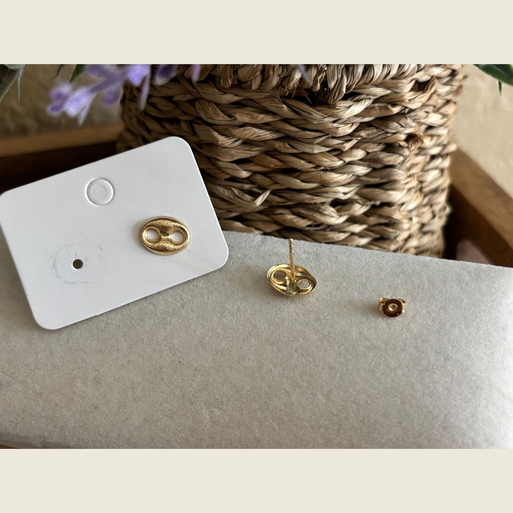 18K Gold Mariner Link Stud Earrings - Image 2